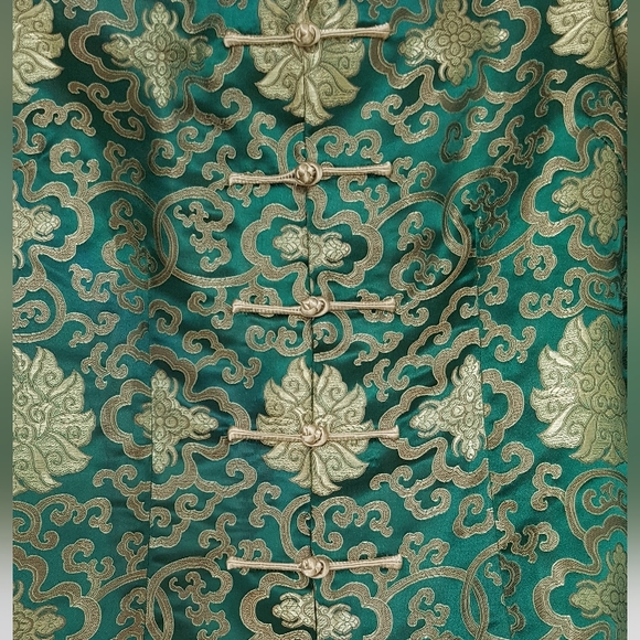 [KE MING] Elaborate Green and Gold Asian Jacket - Picture 5 of 13
